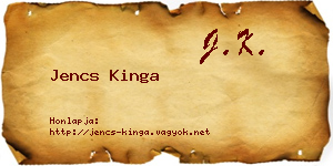 Jencs Kinga névjegykártya